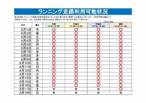 ランニング走路利用可能表のサムネイル