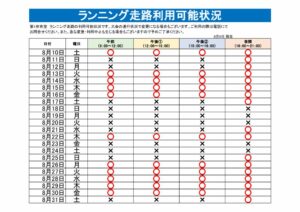 ランニング走路利用可能表のサムネイル