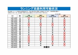 ランニング走路利用可能表のサムネイル